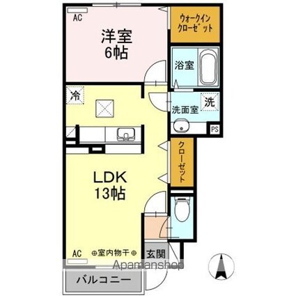 フロラシオン[1LDK/45.41m2]の間取図
