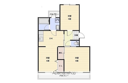 ハイツ福寿園[2LDK/63.64m2]の間取図