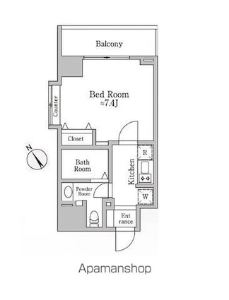 レジディア三宿[1K/25.14m2]の間取図