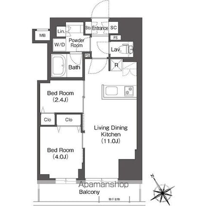 ＢｌｕＲｏｃｋ後楽園[2LDK/40.51m2]の間取図