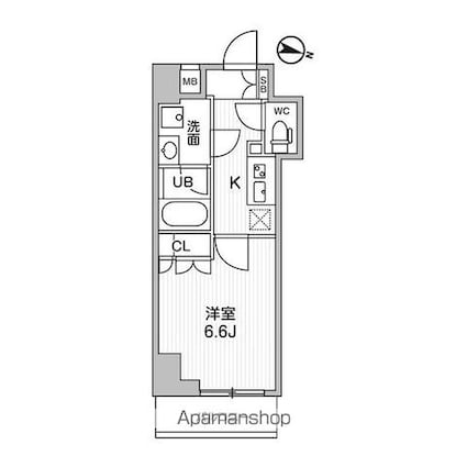 コンフォリア・リヴ千住[1K/25.29m2]の間取図