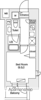 エミリブ池袋[1K/21.18m2]の間取図