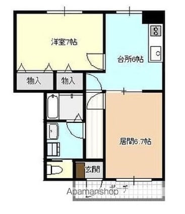 パームハイム[2DK/45.35m2]の間取図
