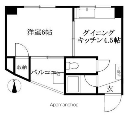 東石井中村ビル[1DK/21.45m2]の間取図