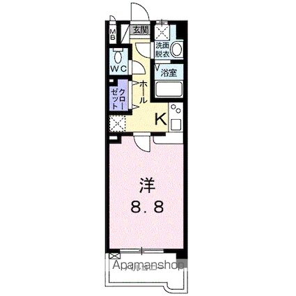 宮崎県宮崎市一の宮町[1K/28.66m2]の間取図