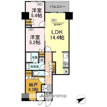 サンジョイアゼロ[2LDK/65.71m2]の間取図