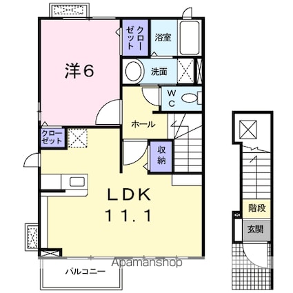 グリーンアベニュー　Ｅ[1LDK/46.09m2]の間取図