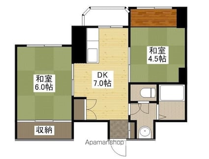 チサンマンション広島[2DK/48.65m2]の間取図