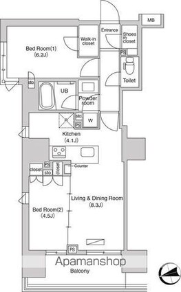 エミリブ石神井公園[2LDK/53.2m2]の間取図