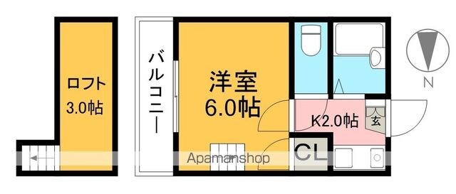 高知県高知市伊勢崎町[1K/19.8m2]の間取図