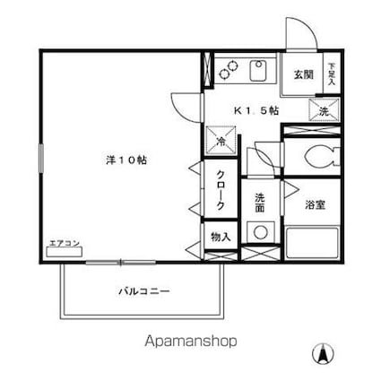 パークサイドコート[1K/31.05m2]の間取図