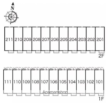 レオパレスボヌール[1K/23.71m2]の配置図