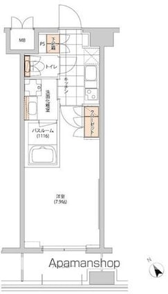 ヒューリック目白[1K/25.24m2]の間取図
