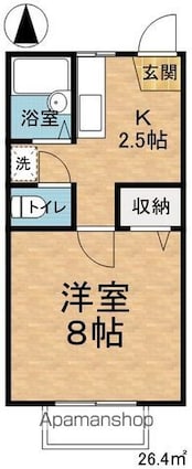 フレグランス郵とぴあ[1K/26.4m2]の間取図