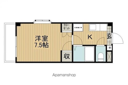 長倉Ｍハイツ[1K/25.83m2]の間取図