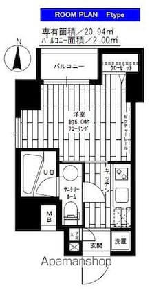 グランドコンシェルジュ錦糸町アジールコート[1K/20.94m2]の間取図