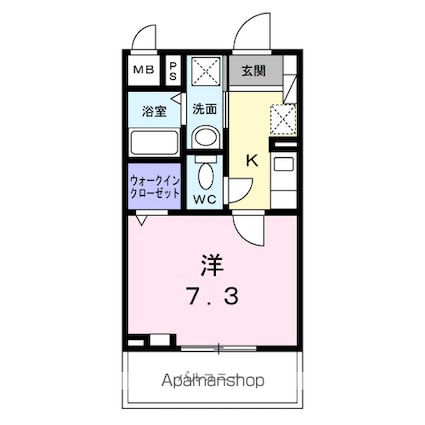 ベルカーサ[1K/25.6m2]の間取図