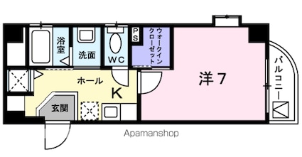 Ｖｉｅｎｔｏ　Ｋ[1K/26.35m2]の間取図