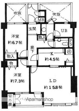 ＰＡＬＡＣＩＯ　ＢＥＬＡ　ＶＩＳＴＡ[2LDK/80.5m2]の間取図