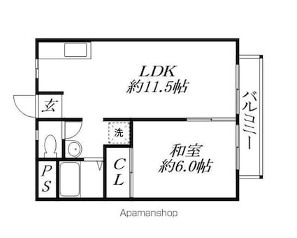 滋賀県野洲市小篠原[1LDK/38m2]の間取図