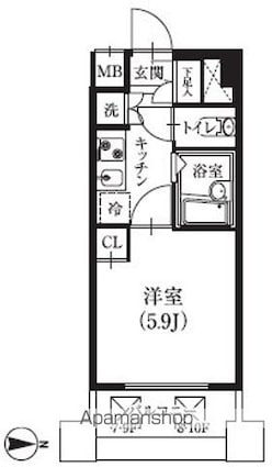 東京都文京区千駄木２丁目[1K/20.11m2]の間取図