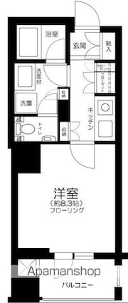 東京都中央区明石町[1K/28.43m2]の間取図