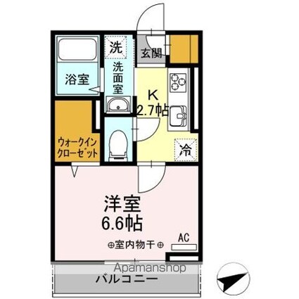 東京都立川市柴崎町２丁目[1K/26.33m2]の間取図