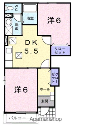 アヴニールⅤ[2DK/42.77m2]の間取図