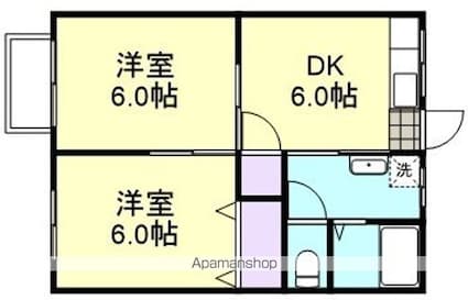 シャトルタカノ[2DK/39.74m2]の間取図