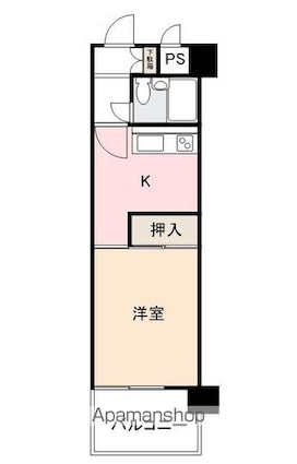 ダイアパレス南瓦町[1K/24.92m2]の間取図