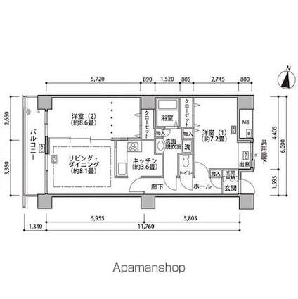 東雲キャナルコートＣＯＤＡＮ１８号棟[2LDK/71.74m2]の間取図