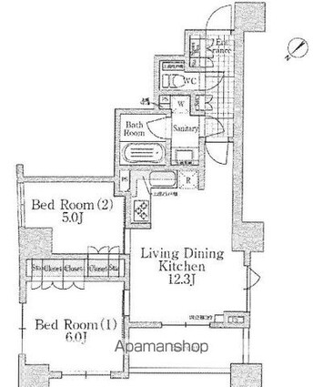 ステラメゾン三軒茶屋[2LDK/51.53m2]の間取図