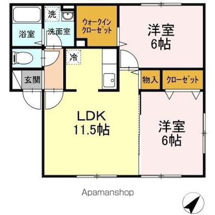グランモアフジ[2LDK/55.48m2]の間取図