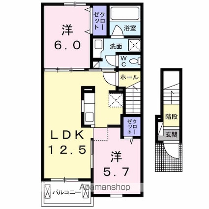 アルドーレ[2LDK/57.93m2]の間取図