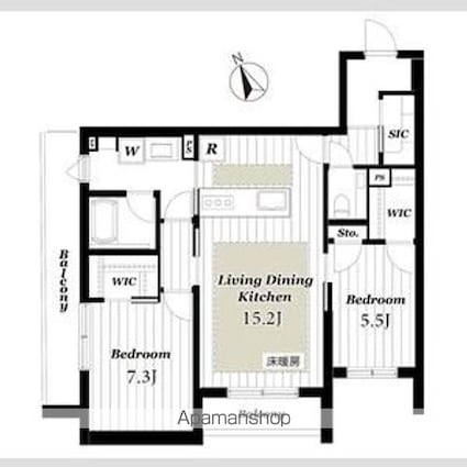 グランフォルトゥーナ久我山[2LDK/70.88m2]の間取図