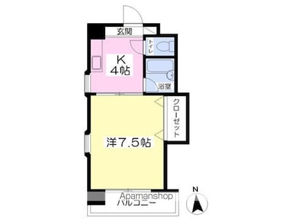 ラ・ヴェール泉[1K/25.37m2]の間取図