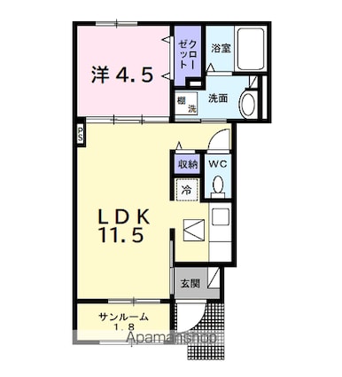 ヒカルサ市原姉ヶ崎ノース[1LDK/40.03m2]の間取図