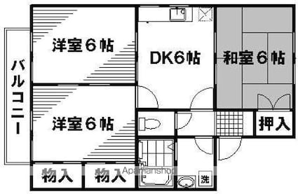 セジュール友清　Ｂ棟[3DK/56.1m2]の間取図