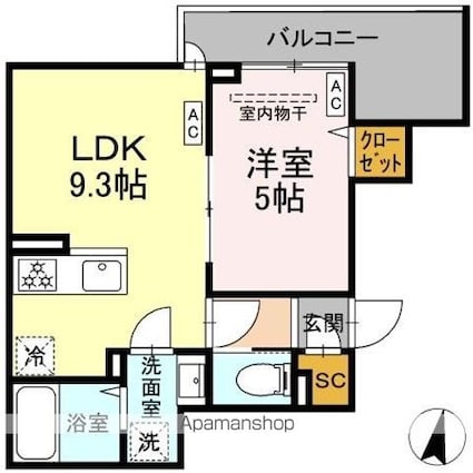 セレスティア大島[1LDK/33.5m2]の間取図