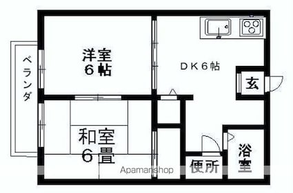 サンライフ中川[2DK/40.92m2]の間取図