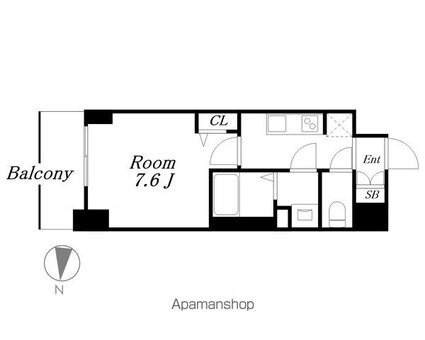 ＳＨＯＫＥＮ　Ｒｅｓｉｄｅｎｃｅ名古屋太閤通[1K/25.67m2]の間取図