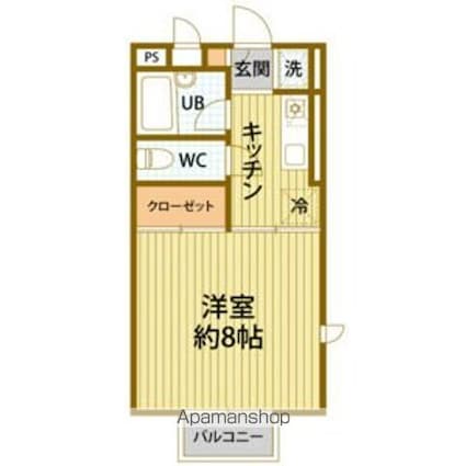 国見パーソナルＶ[1K/26.4m2]の間取図