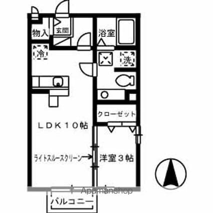 モナリエⅡ[1LDK/33.39m2]の間取図