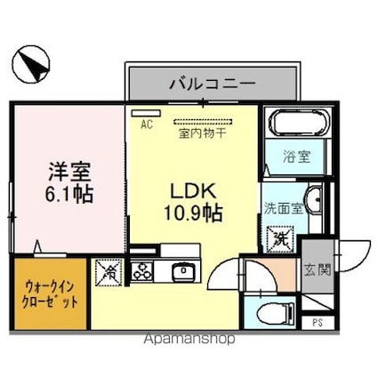 メゾンシャトーベルロード[1LDK/42.76m2]の間取図