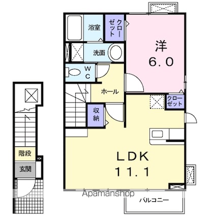 アルカンシェル[1LDK/46.09m2]の間取図