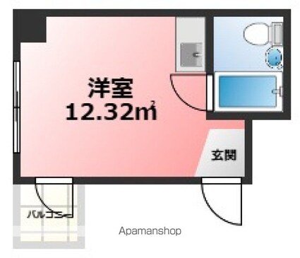 アスプロパラティ３[1R/12.32m2]の間取図