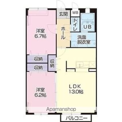 Ｖｉｅｗ　Ｔｅｒｒａｃｅ林泉[2LDK/59.22m2]の間取図