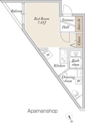 Ｌａ　Ｄｏｕｃｅｕｒ赤塚[1R/27.14m2]の間取図