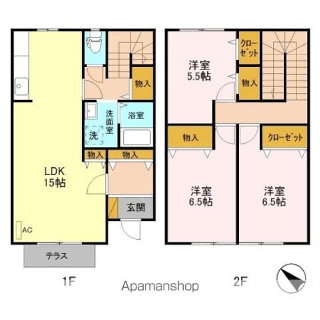 フレックスタウン小柴見　Ａ[3LDK/83.65m2]の間取図