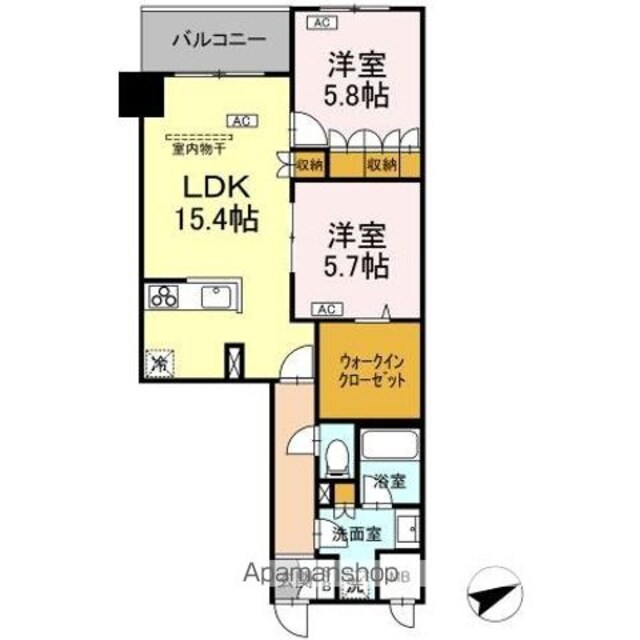 サンジョイアゼロ[2LDK/65.97m2]の間取図